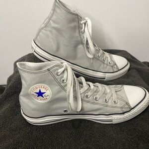 Converse Chuck Taylor Hi-Tops- M 9.5, 
W 11.5 Light Gray